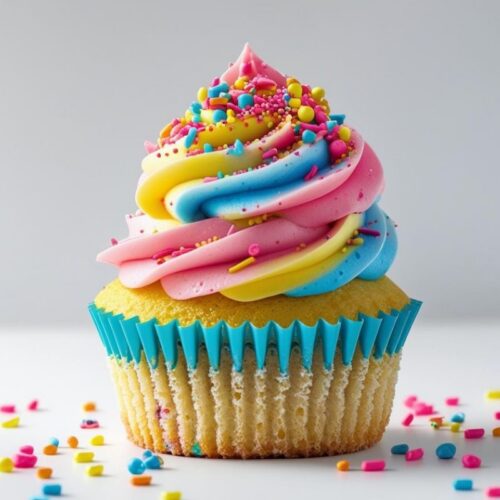 Cupcake Arcoíris con Chispitas