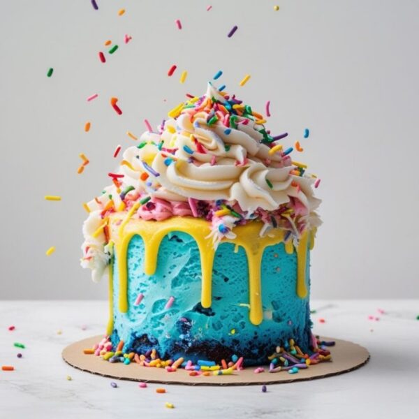 Torta Cumpleaños Arcoíris con Chispas