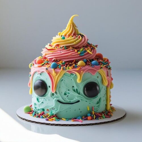 Torta Monstruo Verde Divertido